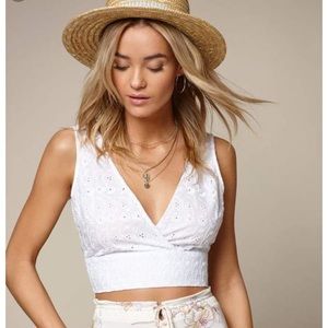 Eyelet Tie-Back V-neck crop top from PacSun